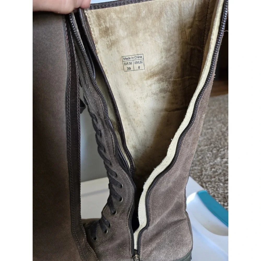 Palladium Women's Tall Boots Vintage Brown EU 39/US 8 Laced Faded Leather Look - Picture 6 of 16